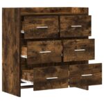 vidaXL Servírovacia skriňa Dymový dub 75 x 33 x 80 cm Kompozitné drevo – Obrázok 3