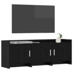 vidaXL TV skrinka 130 x 33 x 47 cm Čierny dub Kompozitné drevo – Obrázok 2