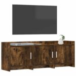 vidaXL TV skrinka 130 x 33 x 47 cm Dymový dub Kompozitné drevo – Obrázok 2