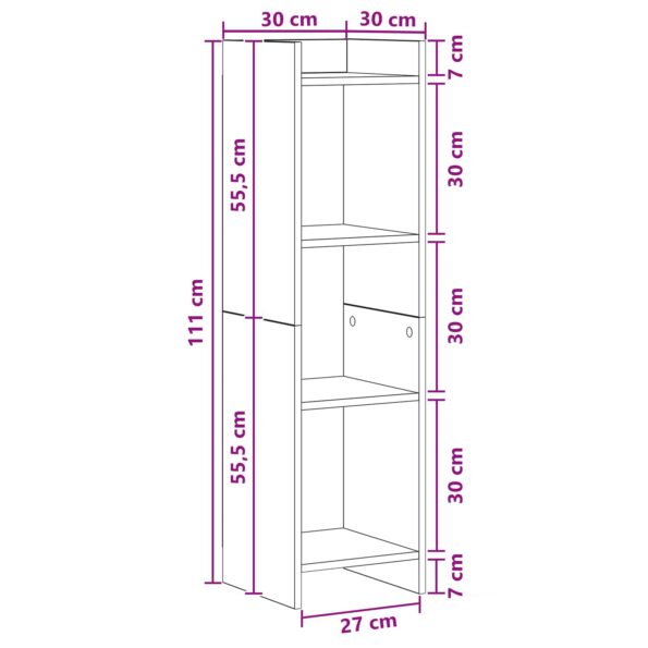vidaXL Knižnica Betónová šedá 30 x 30 x 111 cm Kompozitné drevo – Obrázok 7