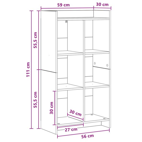 vidaXL Knižnica Dymový dub 59 x 30 x 111 cm Kompozitné drevo – Obrázok 7