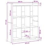 vidaXL Knižnica Čierny dub 87,5 x 30 x 111 cm Kompozitné drevo – Obrázok 7