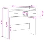 vidaXL Konzolový stôl Biela 90 x 35 x 80 cm Kompozitné drevo – Obrázok 8