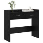 vidaXL Konzolový stôl Čierny dub 90 x 35 x 80 cm Kompozitné drevo – Obrázok 2