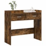 vidaXL Konzolový stôl Dymový dub 90 x 35 x 80 cm Kompozitné drevo – Obrázok 2