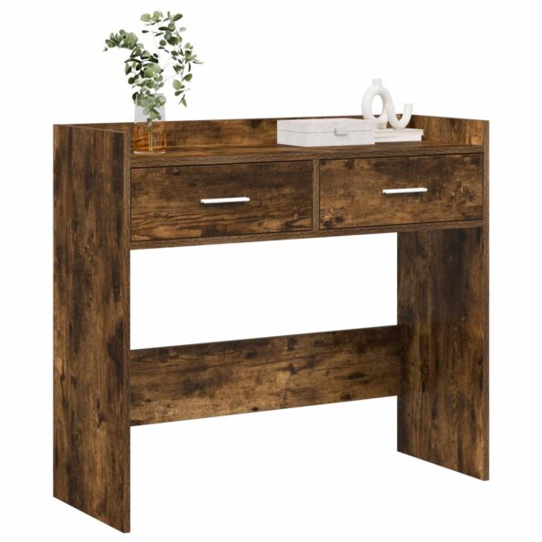 vidaXL Konzolový stôl Dymový dub 90 x 35 x 80 cm Kompozitné drevo – Obrázok 2