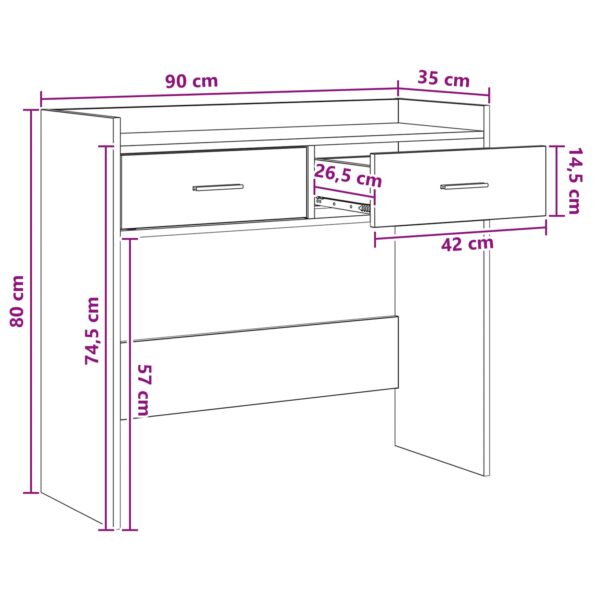 vidaXL Konzolový stôl Dymový dub 90 x 35 x 80 cm Kompozitné drevo – Obrázok 8