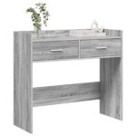 vidaXL Konzolový stôl Sivý Sonoma 90 x 35 x 80 cm Kompozitné drevo – Obrázok 2