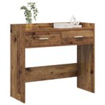 vidaXL Konzolový stôl Staré drevo 90 x 35 x 80 cm Kompozitné drevo – Obrázok 2