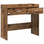 vidaXL Konzolový stôl Staré drevo 90 x 35 x 80 cm Kompozitné drevo – Obrázok 3