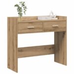 vidaXL Konzolový stôl Dub artisan 90 x 35 x 80 cm Kompozitné drevo – Obrázok 2