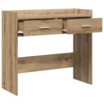 vidaXL Konzolový stôl Dub artisan 90 x 35 x 80 cm Kompozitné drevo – Obrázok 3