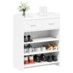 vidaXL Skriňa na topánky Biela 73,5 x 36 x 92 cm Kompozitné drevo – Obrázok 2