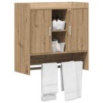 vidaXL Stenná polica Nástenná montáž Dub artisan 80 x 36 x 80 cm – Obrázok 2