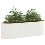 vidaXL Vyvýšený záhon Biela 140 x 40 x 40 cm Oceľ – Obrázok 3