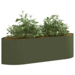 vidaXL Vyvýšený záhon Olivovo zelená 140 x 40 x 40 cm Oceľ – Obrázok 3