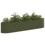 vidaXL Vyvýšený záhon Olivovo zelená 220 x 40 x 40 cm Oceľ – Obrázok 3
