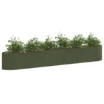 vidaXL Vyvýšený záhon Olivovo zelená 300 x 40 x 40 cm Oceľ – Obrázok 3
