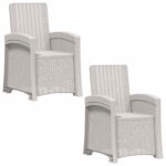 vidaXL Záhradné kreslo s funkciou sklápania - vzhľad ratan 2 pcs Biela – Obrázok 2