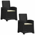 vidaXL Záhradné kreslo s funkciou sklápania - vzhľad ratan 2 pcs – Obrázok 2