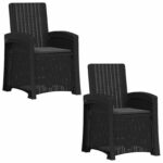 vidaXL Záhradné kreslo s funkciou sklápania - vzhľad ratan 2 pcs – Obrázok 2