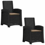 vidaXL Záhradné kreslo s funkciou sklápania - vzhľad ratan 2 pcs – Obrázok 2