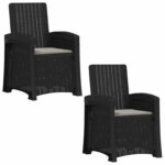 vidaXL Záhradné kreslo s funkciou sklápania - vzhľad ratan 2 pcs – Obrázok 2