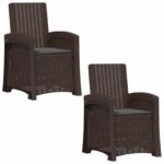 vidaXL Záhradné kreslo s funkciou sklápania - vzhľad ratan 2 pcs
