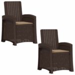 vidaXL Záhradné kreslo s funkciou sklápania - vzhľad ratan 2 pcs – Obrázok 2