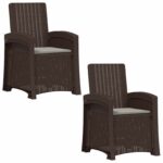 vidaXL Záhradné kreslo s funkciou sklápania - vzhľad ratan 2 pcs – Obrázok 2