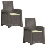 vidaXL Záhradné kreslo s funkciou sklápania - vzhľad ratan 2 pcs – Obrázok 2