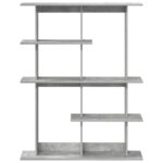 vidaXL Stenná polica Betónovo sivá 102 x 20 x 130 cm Kompozitné drevo – Obrázok 3