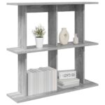 vidaXL Stenná polica Nástenná montáž Sivý Sonoma 80 x 20 x 75 cm – Obrázok 2