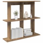 vidaXL Stenná polica Nástenná montáž Dub artisan 100 x 20 x 75 cm – Obrázok 2