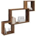 vidaXL Stenná polica Nástenná montáž Staré drevo 91,5 x 15 x 76 cm – Obrázok 2
