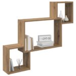 vidaXL Stenná polica Nástenná montáž Dub artisan 91,5 x 15 x 76 cm – Obrázok 2