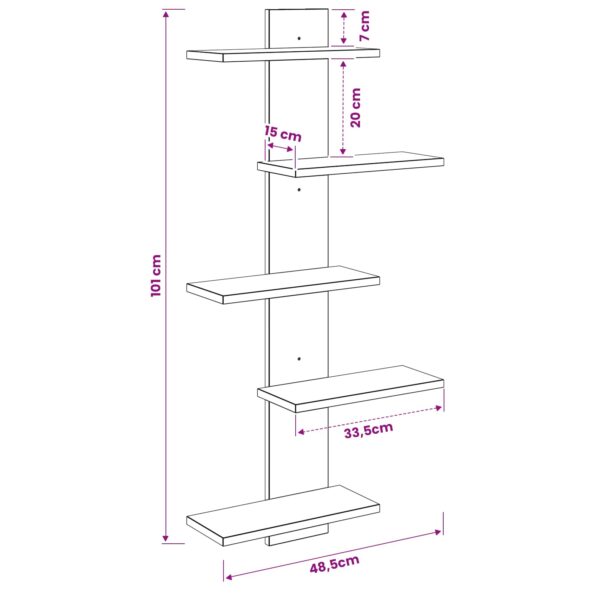 vidaXL Nástenná plávajúca polica Dymový dub 48,5 x 15 x 101 cm – Obrázok 7