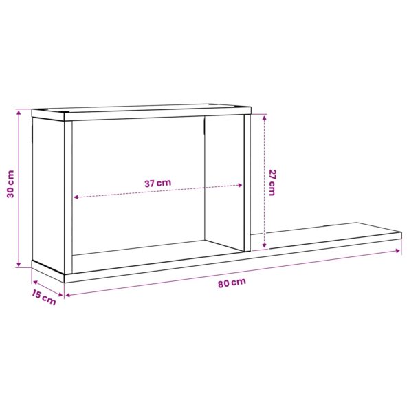 vidaXL Plávajúce police 2 pcs Dymový dub 80 x 15 x 30 cm – Obrázok 8