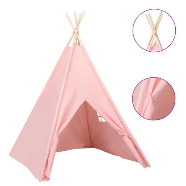 vidaXL Detský stan típí s taškou ružový 120x120x150 cm polyesterový – Obrázok 2