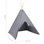 vidaXL Detský stan típí s taškou sivý 120x120x150 cm polyesterový – Obrázok 8