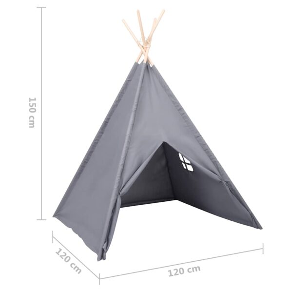 vidaXL Detský stan típí s taškou sivý 120x120x150 cm polyesterový – Obrázok 8