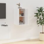 vidaXL Nástenná TV skrinka, lesklá biela, 40x34,5x60 cm – Obrázok 3