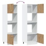 vidaXL Mikrovlnná skrinka Lyon Artisan Oak 60x57x207 cm, technicky upravené drevo – Obrázok 9