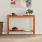 vidaXL Konzolový stôl Vosková Hnedá 110 x 40 x 80 cm Masívna borovica – Obrázok 4