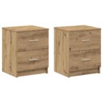 vidaXL Nočné stolíky 2 ks s 2 zásuvkami, remeselnícky dub 40x36x50 cm – Obrázok 2