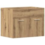 vidaXL Kúpeľňová skrinka pod umývadlo, dubový drevený remeselník, 60x38,5x46 cm, imitácia dreva – Obrázok 2