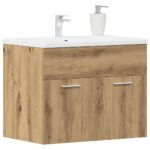 vidaXL Kúpeľňová skrinka pod umývadlo, dubový drevený remeselník, 60x38,5x46 cm, imitácia dreva – Obrázok 4