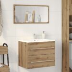 vidaXL Kúpeľňová skrinka pod umývadlo, dubový drevený remeselník, 60x38,5x48 cm, imitácia dreva – Obrázok 3