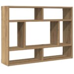 vidaXL Nástenná polica, dubový drevený remeselník, 75x16x55 cm, imitácia dreva – Obrázok 2