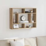 vidaXL Nástenná polica, dubový drevený remeselník, 75x16x55 cm, imitácia dreva – Obrázok 3